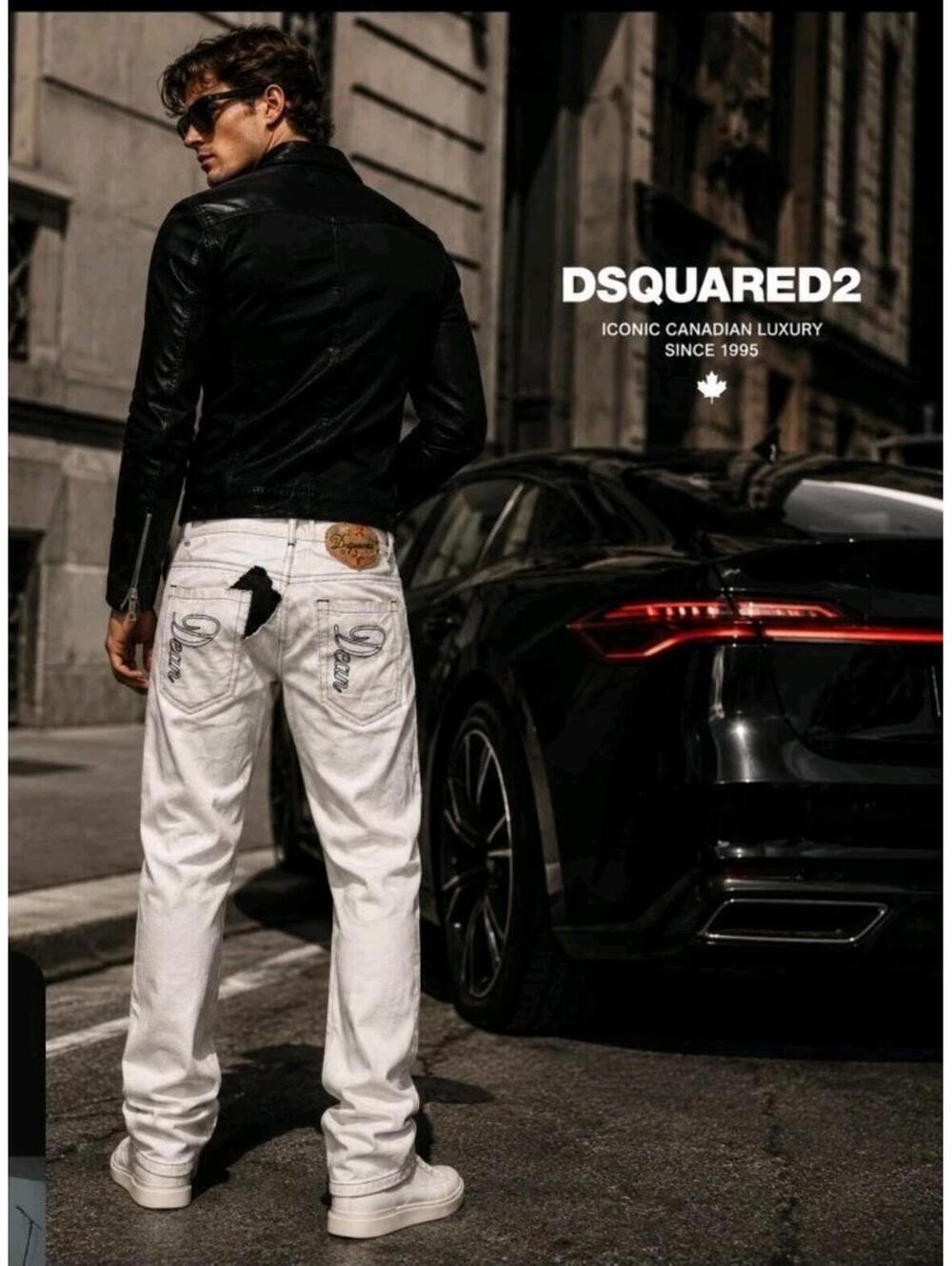DSQUARED2 Logo Patch Rare White Size 34 CASUAL LINEN/COTTON MEN'S  PANTS #C4